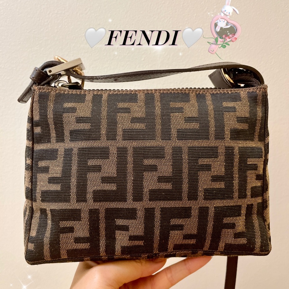 ⚡️RARE⚡️Auth🎀FENDI Zucca Zucchino Monogram Pochette Wallet Pouch/Clutch Bag🧚